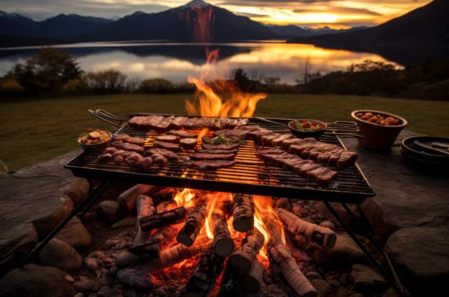 Asado grillen am Feuer