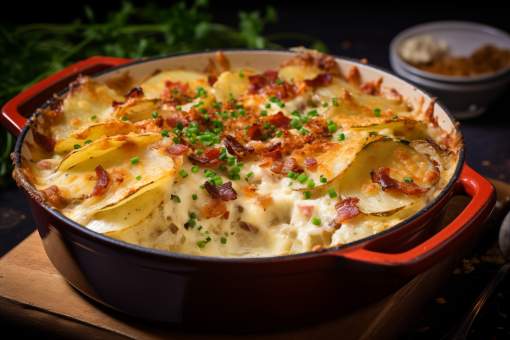 Geschichteter Kartoffelgration aus dem Dutch Oven