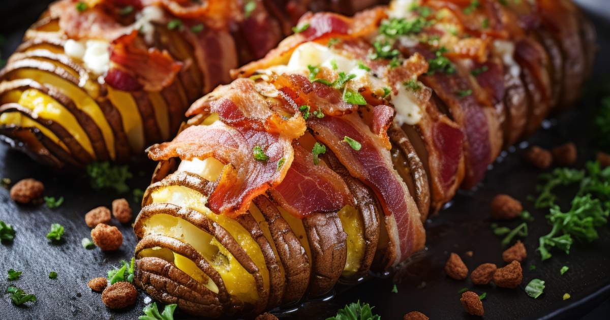 Hasselback- / Fächerkartoffeln mit Bacon und Käse | Sense&amp;#39;s BBQ